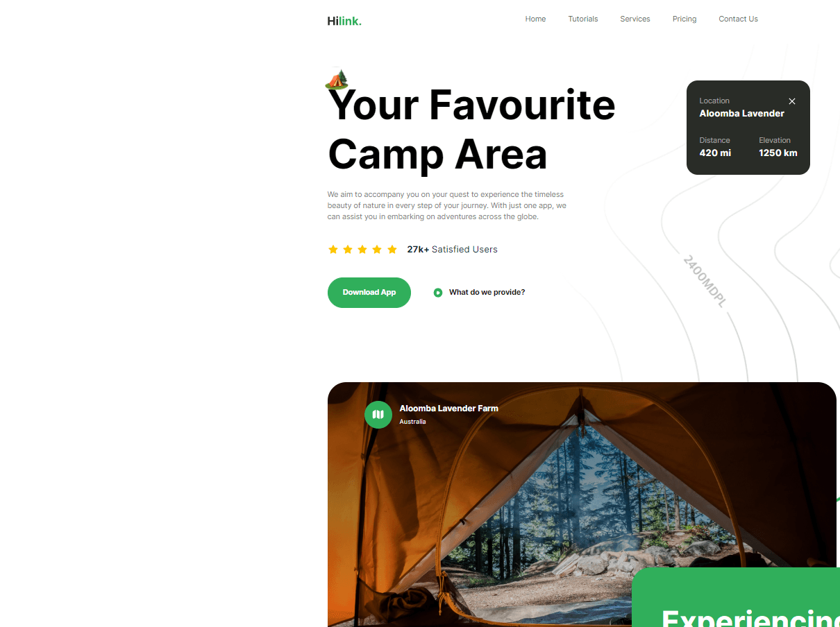 Screenshot of Campsite 🏕️ project showing the user interface and design